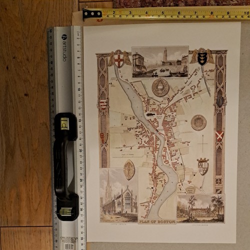 Vintage town map boston - town, of